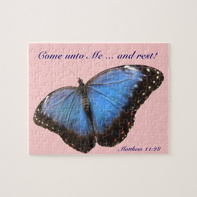 Exotic blue butterfly jigsaw puzzle (Horizontal)