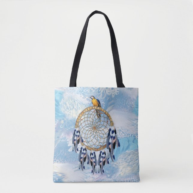 Exotic Blue Dream Catcher Bridesmaid gift Tote Bag (Front)