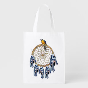 Exotic Blue Dream Catcher Family gift Reusable Grocery Bag