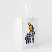 Exotic Blue Dream Catcher Family gift Reusable Grocery Bag (Back Side)