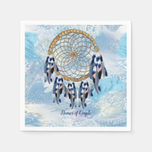 Exotic Blue Dream Catcher Wedding Decor Napkin