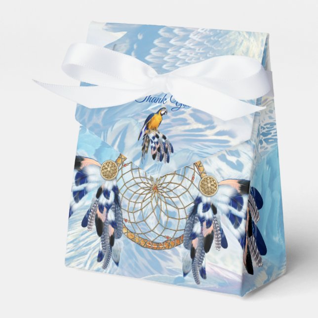 Exotic Blue Dream Catcher Wedding Favor Box (Front Side)