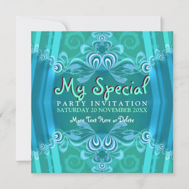 Exotic Blue Mint Girls Boudoir Party  Invitations (Front)