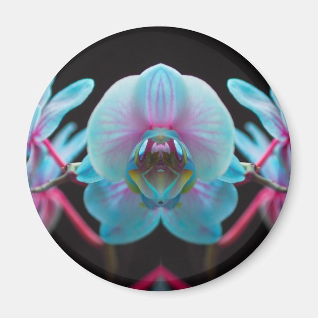 Exotic Blue Orchid Reflection Magnet (Front)
