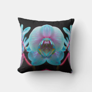 Exotic Blue Orchid Reflection Throw Pillow