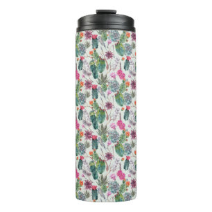 Exotic Boho Watercolor Cactus & Succulent Pattern Thermal Tumbler