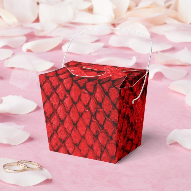 Exotic bold snake skin animal print pattern red favor box (Wedding)