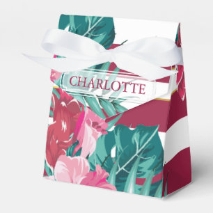 Exotic burgundy monogram striped favor box