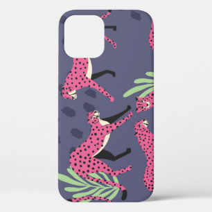 Exotic cheetahs: colourful vintage pattern. iPhone 12 case
