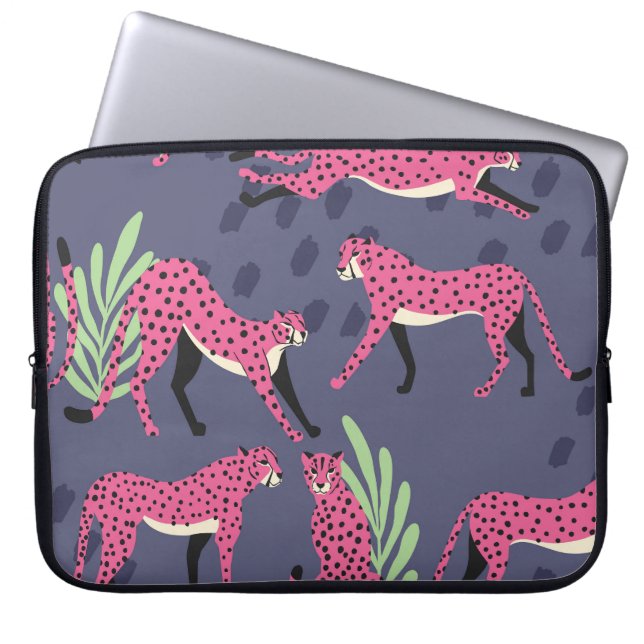 Exotic cheetahs: colourful vintage pattern. laptop sleeve (Front)
