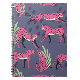 Exotic cheetahs: colourful vintage pattern. notebook