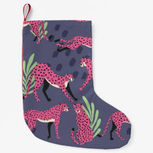 Exotic cheetahs: colourful vintage pattern. small christmas stocking