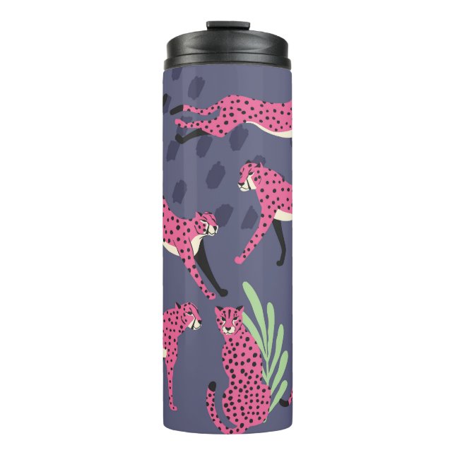 Exotic cheetahs: colourful vintage pattern. thermal tumbler (Front)