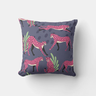 Exotic cheetahs: colourful vintage pattern. throw pillow