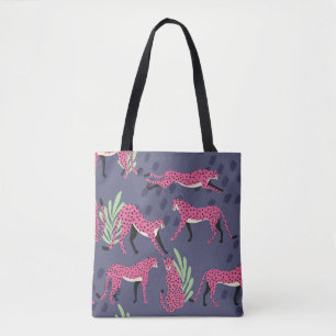Exotic cheetahs: colourful vintage pattern. tote bag