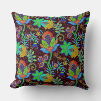 Exotic Colourful Floral Pattern Throw Pillow