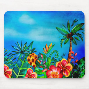 Exotic Colourful Flower Jungle - Aloha Mouse Pad
