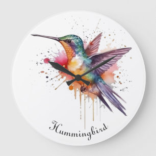 Exotic colourful hummingbird customizable large clock