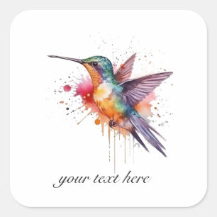 Exotic colourful hummingbird customizable square sticker
