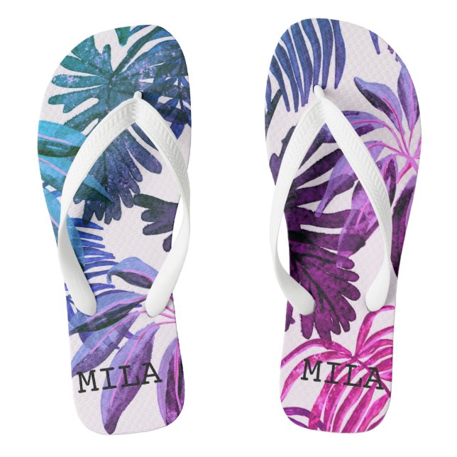 Exotic colourful palm leaves  flip flops (Footbed)
