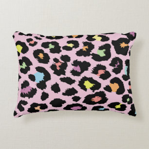 exotic colourful wild leopard design hand drawn fa accent pillow
