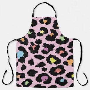 exotic colourful wild leopard design hand drawn fa apron