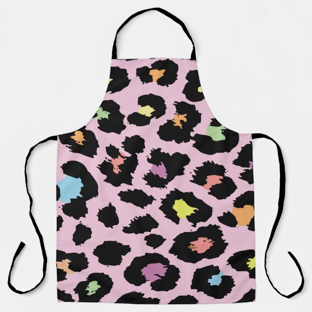 exotic colourful wild leopard design hand drawn fa apron (Front)