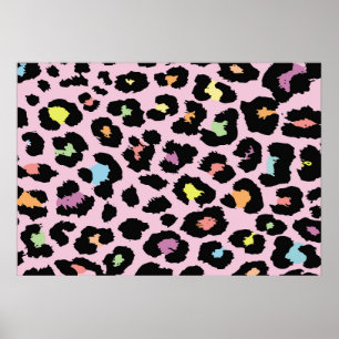 exotic colourful wild leopard design hand drawn fa poster