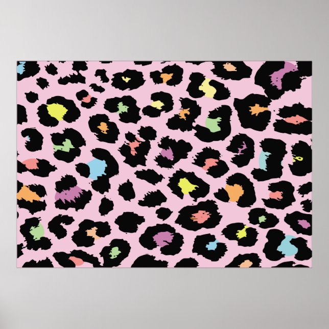 exotic colourful wild leopard design hand drawn fa poster (Front)