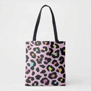 exotic colourful wild leopard design hand drawn fa tote bag
