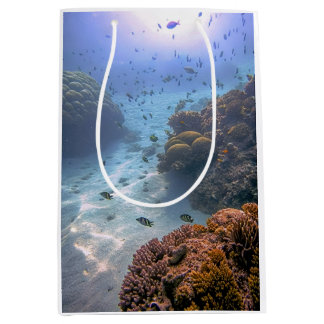 Exotic coral reef photo effect medium gift bag
