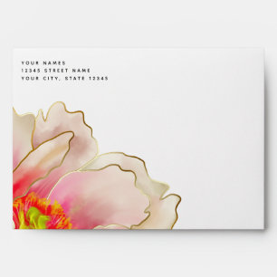 Exotic Coral Rose Peony Envelope