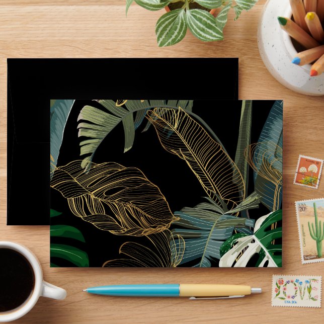 Exotic dark jungle illustration. envelope (Desk)