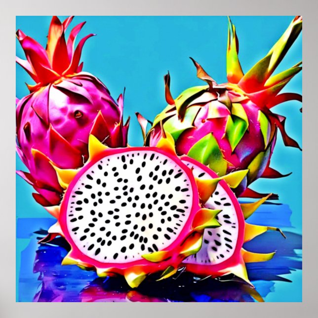 Exotic Dragon Fruit Art Poster (Front)
