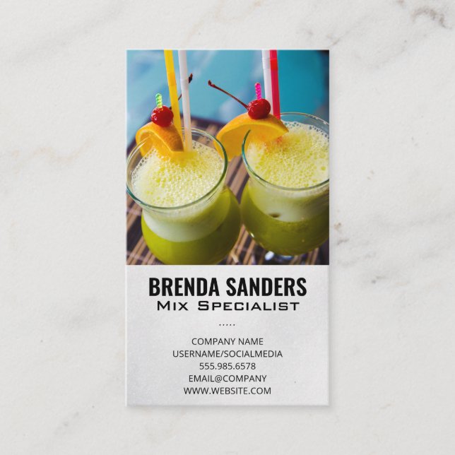 Exotic Drinks | Bartender Business Card (Front)
