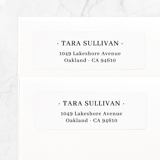 Exotic Elegance Typography 07. Return Address (Minimal chic black and white elegant typography return address label template.)