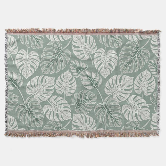 Exotic Elegant Monsteras Throw Blanket (Front)