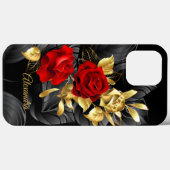 Exotic Elegant Red Rose Floral Rich Gold Black Case-Mate iPhone Case (Back (Horizontal))