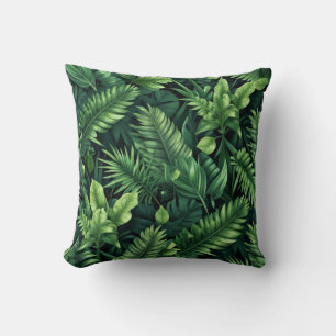 Exotic Emerald Canopy: A Lush Seamless Composition Throw Pillow