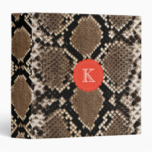 Exotic Faux Snake Skin Pattern Monogram Binder