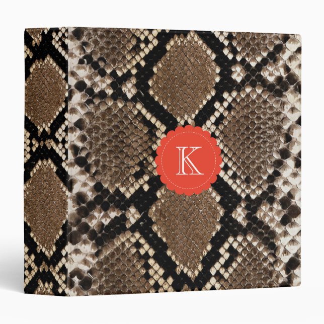 Exotic Faux Snake Skin Pattern Monogram Binder (Front/Spine)