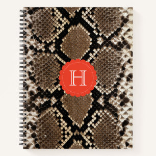 Exotic Faux Snake Skin Pattern Monogram Notebook
