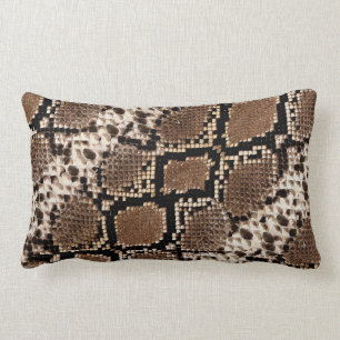 Exotic Faux Snakeskin Photographic Pattern Lumbar Pillow