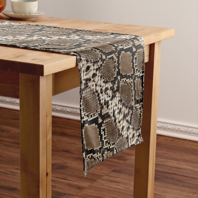Exotic Faux Snakeskin Photographic Pattern Short Table Runner (In Situ)