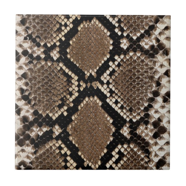 Exotic Faux Snakeskin Photographic Pattern Tile (Front)