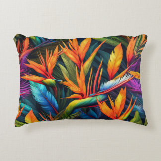 Exotic feather design accent pillow