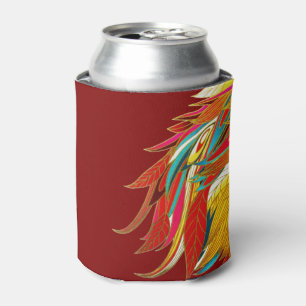 Exotic Feathers Red Can Cooler