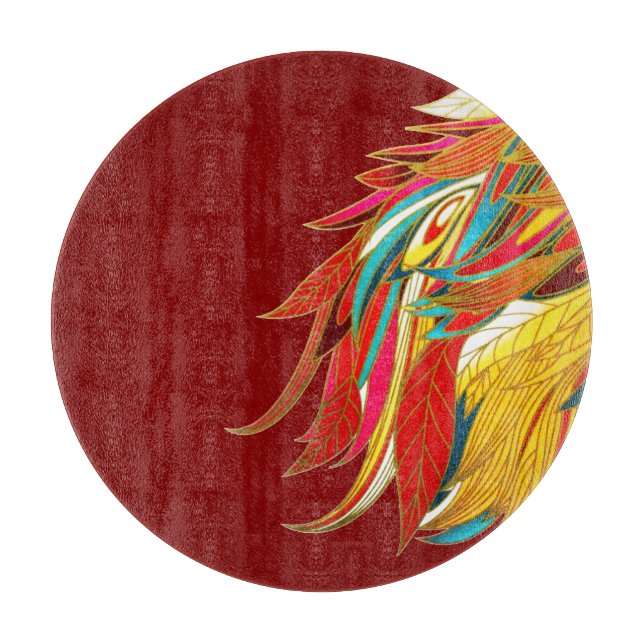Exotic Feathers Red Cutting Board (Front)