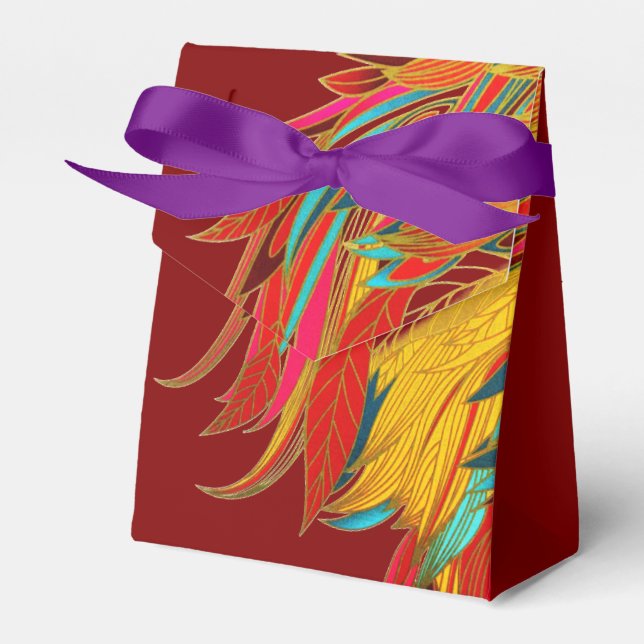 Exotic Feathers Red Favor Box (Front Side)