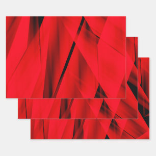 Exotic Flaming Red Trendy Abstract Design Wrapping Paper Sheet